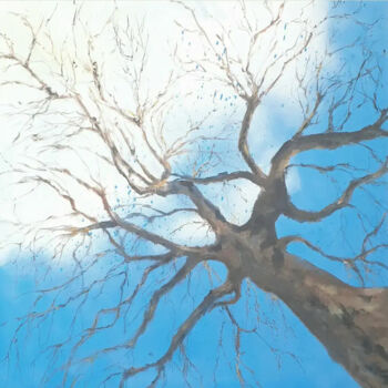 Pittura intitolato "L'arbre et le ciel" da Bernard Soupre, Opera d'arte originale, Acrilico