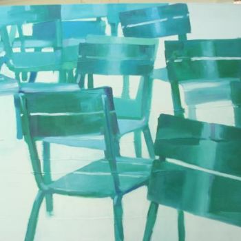Malerei mit dem Titel "Mémoire de chaises" von Bernard Soupre, Original-Kunstwerk, Öl