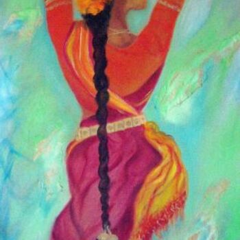Pittura intitolato "danseuse kerala" da Katia, Opera d'arte originale