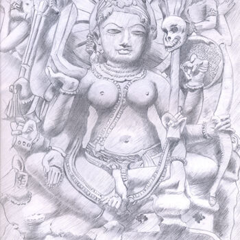 Drawing titled "Goddess" by Sourish Nath ______________, Original Artwork, Pencil