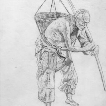 Drawing titled "Old Man" by Sourish Nath ______________, Original Artwork, Pencil