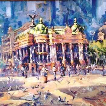 Painting titled "Teatro Municipal do…" by Sousa Rodrigues, Original Artwork, Oil