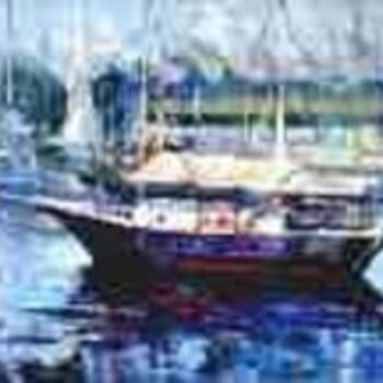 Pintura intitulada "Barco na Marina" por Sousa Rodrigues, Obras de arte originais, Óleo
