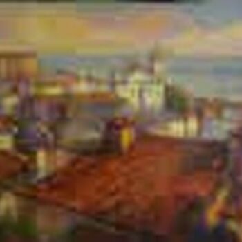 Картина под названием "Lisboa - Telhados c…" - Sousa Rodrigues, Подлинное произведение искусства, Масло