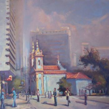 Painting titled "Igreja de Stª Luzia…" by Sousa Rodrigues, Original Artwork, Oil