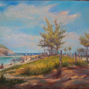 Painting titled "Praia do Recreio" by Sousa Rodrigues, Original Artwork, Oil