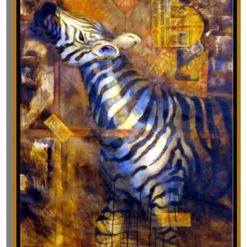 Pintura intitulada "Zebra no jogo do bi…" por Sousa Rodrigues, Obras de arte originais