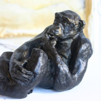 Sculpture intitulée "Chimpanzé" par Soussan-Morin, Œuvre d'art originale