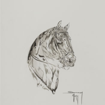 Drawing titled "Cheval" by Soussan-Morin, Original Artwork