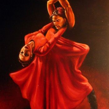 Картина под названием "Фламенко. Любовь и…" - Слёзкина Ольга, Подлинное произведение искусства, Масло