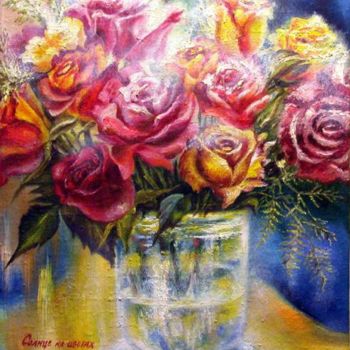 Картина под названием "Солнце на цветах" - Слёзкина Ольга, Подлинное произведение искусства