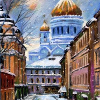 Painting titled "Москва. Зимние зари…" by Sliozkina Olga, Original Artwork, Oil