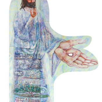 Painting titled "Христос" by Ekaterina Ilina (Katarina Lav), Original Artwork, Watercolor Mounted on Cardboard