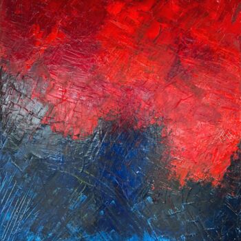 Painting titled "brume rouge sur l'e…" by Sp.Art, Original Artwork, Acrylic Mounted on Wood Stretcher frame