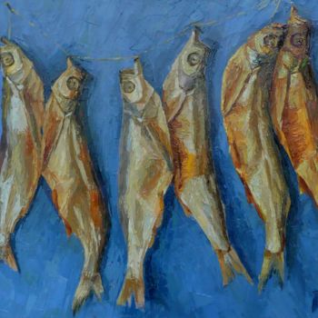 Pintura titulada "Золотые рыбки." por Sergi Perevozchenko, Obra de arte original, Oleo