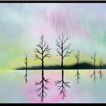 Peinture intitulée "Aurora over Teok" par Nathan Harman, Œuvre d'art originale