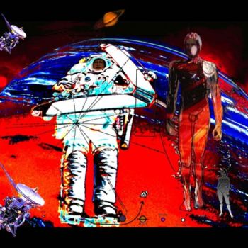 Digital Arts titled "Space Pioneer" by Cecil Herring, Original Artwork, Collages