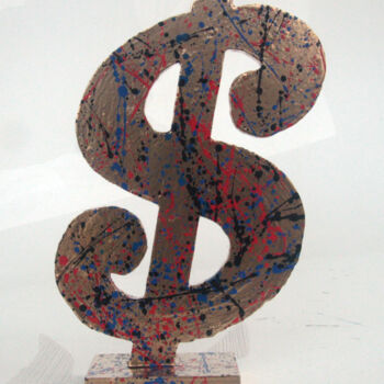 Sculpture intitulée "SPACO Gold Dollar W…" par Spaco, Œuvre d'art originale, Résine