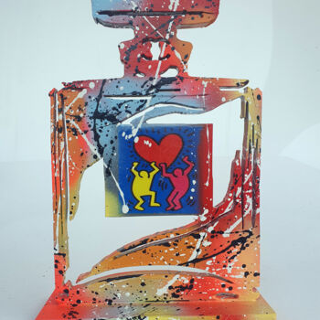 Sculpture titled "SPACO Five Haring C…" by Spaco, Original Artwork, Collages