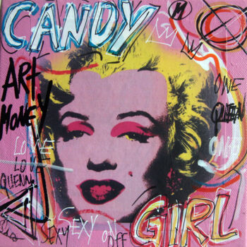 Painting titled "SPACO Warhol girl ,…" by Spaco, Original Artwork, Collages Mounted on Wood Stretcher frame