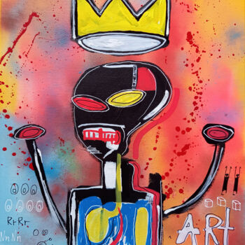 Painting titled "SPACO the King basq…" by Spaco, Original Artwork, Acrylic Mounted on Wood Stretcher frame