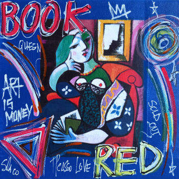 Peinture intitulée "SPACO Red book pica…" par Spaco, Œuvre d'art originale, Collages Monté sur Châssis en bois