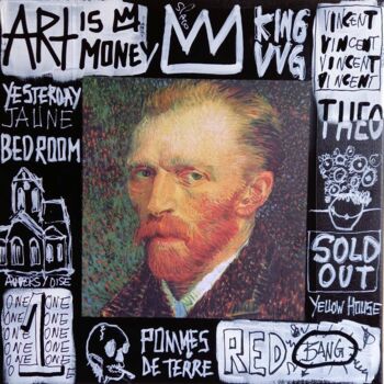 Schilderij getiteld "SPACO Van Gogh, 202…" door Spaco, Origineel Kunstwerk, Collages Gemonteerd op Frame voor houten brancard