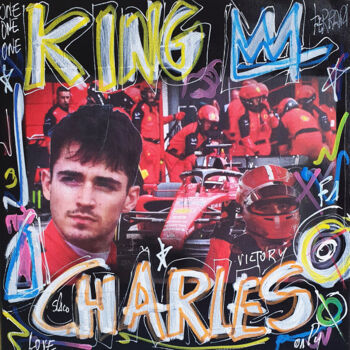 Schilderij getiteld "SPACO KING Charles…" door Spaco, Origineel Kunstwerk, Collages Gemonteerd op Frame voor houten brancard