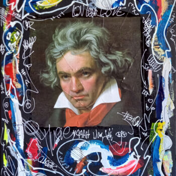 Painting titled "SPACO  Beethoven St…" by Spaco, Original Artwork, Spray paint Mounted on Wood Stretcher frame