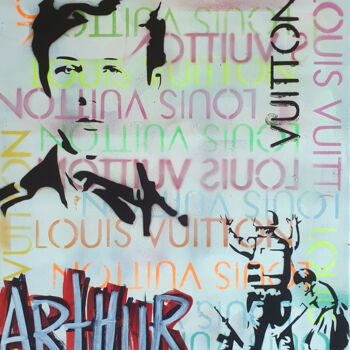 Schilderij getiteld "SPACO Arthur Rimbau…" door Spaco, Origineel Kunstwerk, Graffiti Gemonteerd op Frame voor houten brancard