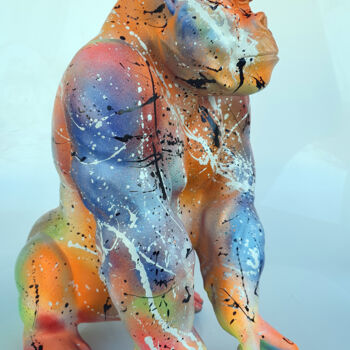 Sculptuur getiteld "SPACO gorille color…" door Spaco, Origineel Kunstwerk, Hars