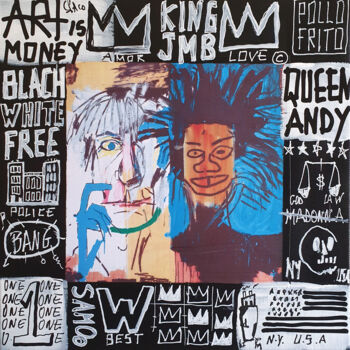 Peinture intitulée "SPACO Basquiat VS W…" par Spaco, Œuvre d'art originale, Collages Monté sur Châssis en bois