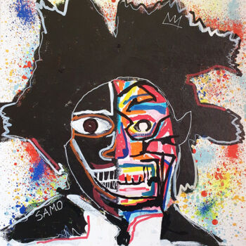 Painting titled "SPACO  Basquiat in…" by Spaco, Original Artwork, Acrylic Mounted on Wood Stretcher frame