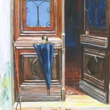Painting titled "porte au parapluie" by Lionel Spani, Original Artwork