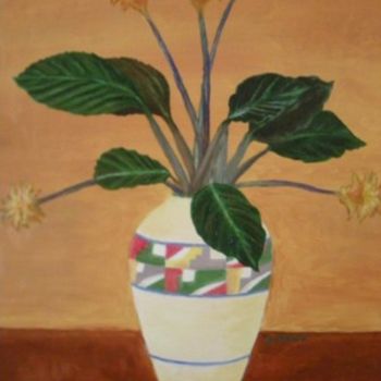 Painting titled "Vaso con fiori" by Eugenia Spanò, Original Artwork