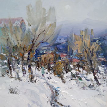 Картина под названием "Зимняя прогулка" - Alecseevih, Подлинное произведение искусства, Масло