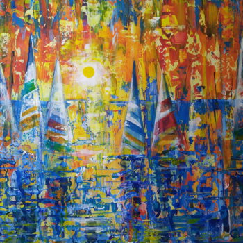 Картина под названием "Восход" - Alecseevih, Подлинное произведение искусства, Акрил Установлен на Деревянная рама для носил…