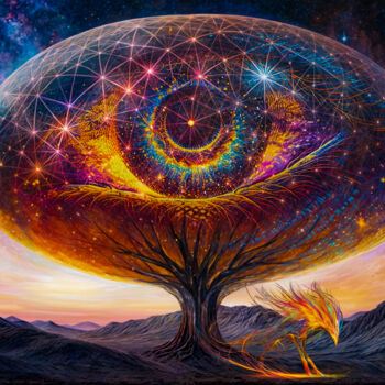 Arts numériques intitulée "Astral Tree" par Spik3, Œuvre d'art originale, Peinture numérique