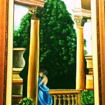 Peinture intitulée "dama na varanda" par M.R.Spimpollo, Œuvre d'art originale