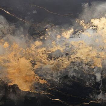 Digital Arts titled "Abstract Black & Go…" by Spirit Of Copper, Original Artwork, Digital Painting
