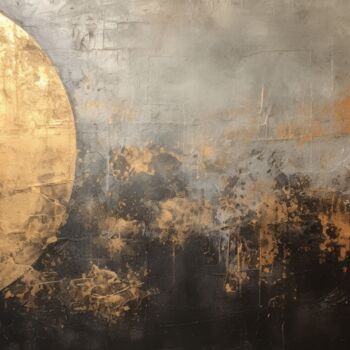 Arte digitale intitolato "Abstract Black & Go…" da Spirit Of Copper, Opera d'arte originale, Pittura digitale