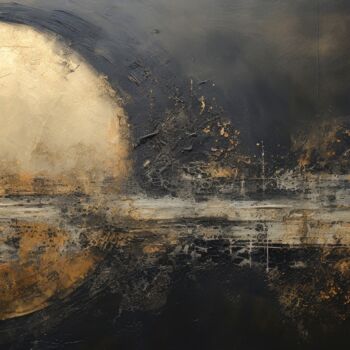 Digital Arts titled "Abstract Black & Go…" by Spirit Of Copper, Original Artwork, Digital Painting