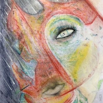 Disegno intitolato "J'ai mal à mon monde" da Spirit Exposito, Opera d'arte originale, Pastello