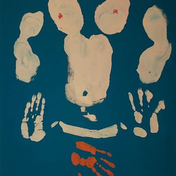 Schilderij getiteld "Blue naked man" door Casal, Origineel Kunstwerk, Acryl