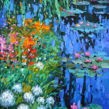 Painting titled "Water lillies" by Spiros, Original Artwork, Acrylic