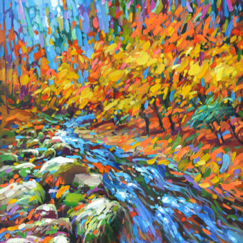 Painting titled "Mountain stream" by Spiros, Original Artwork, Acrylic