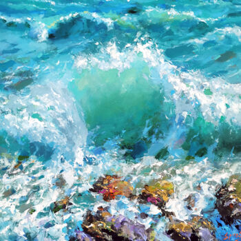 Ζωγραφική με τίτλο "Caribbean wave 2" από Spiros, Αυθεντικά έργα τέχνης, Ακρυλικό