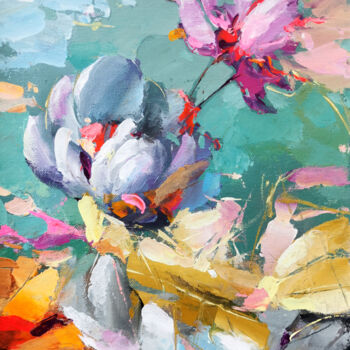 Malarstwo zatytułowany „Abstract flowers 4” autorstwa Spiros, Oryginalna praca, Akryl