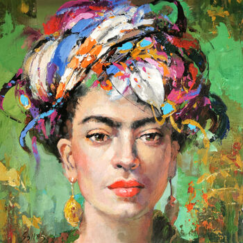 Schilderij getiteld "Frida's Youth" door Spiros, Origineel Kunstwerk, Acryl