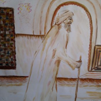 Painting titled "un vieillard" by Ika, Original Artwork, Gouache